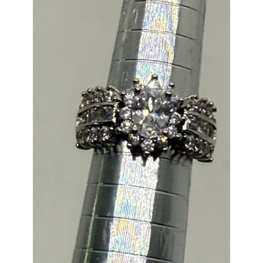 Vintage Style Engagement Ring Signed 14K WFG Oval CZ Diamond Tested 6 READ DESCP
