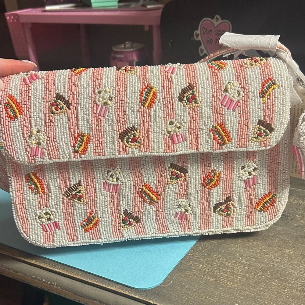 Fiona Beaded Bag from Anthropologie in‎ the Food & Drink Cupcake Charm NWT