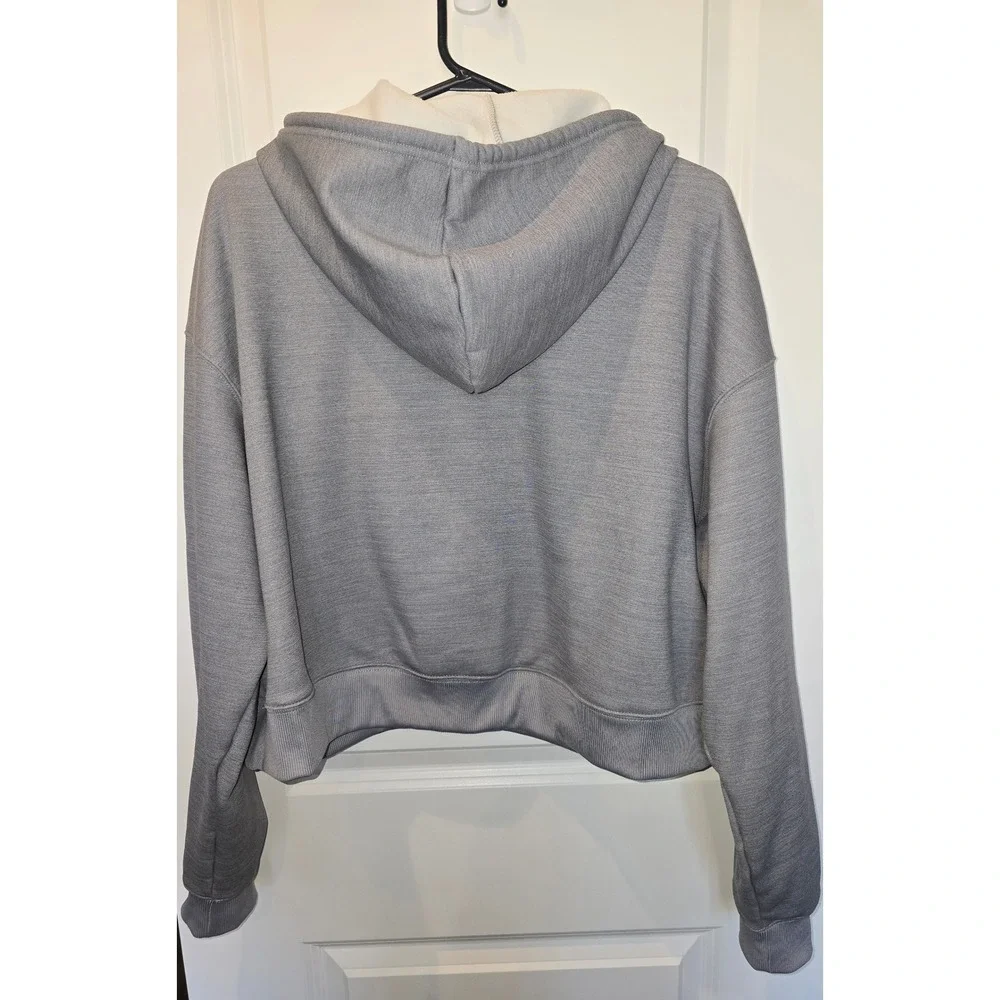 Nike Therma-FIT Cropped Hoodie Grey Just Do It Graphic‎ Pullover Sweatshirt L