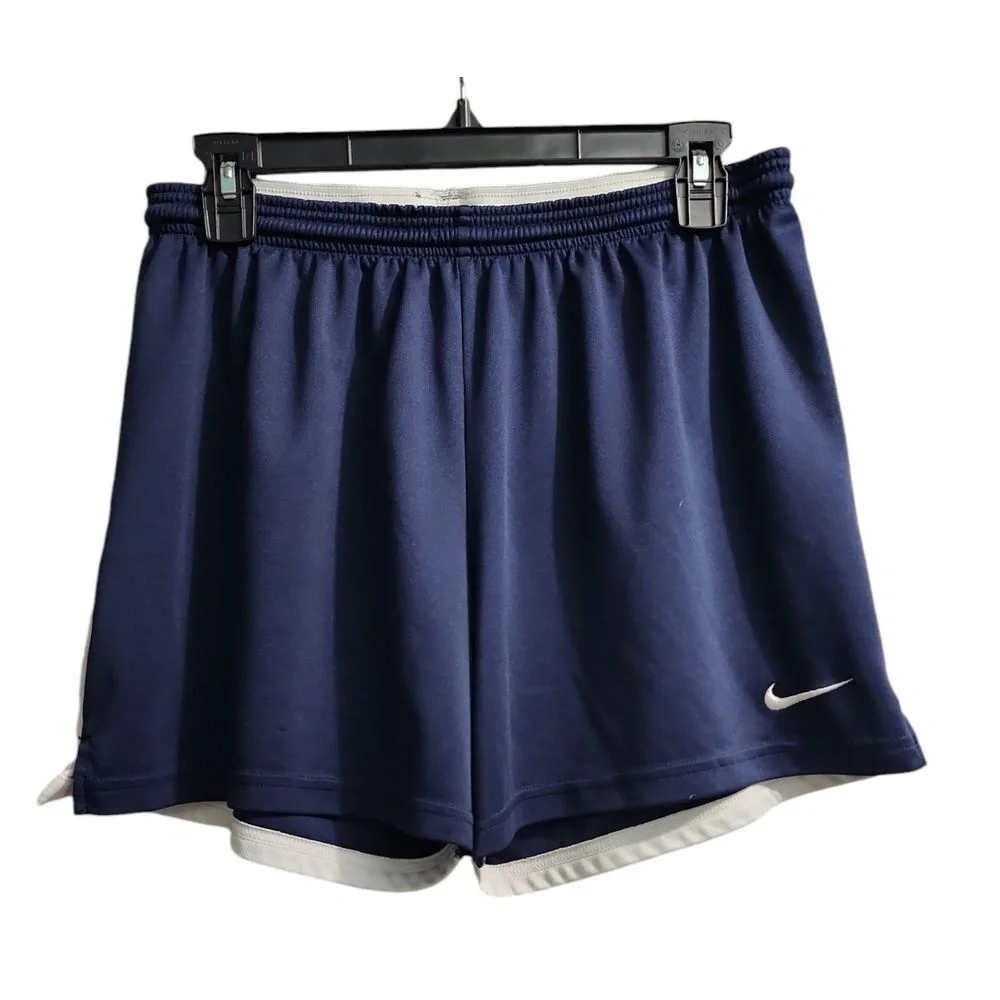 Nike Women's Navy Blue Athletic‎ Shorts with White Trim Comfortable Sporty M