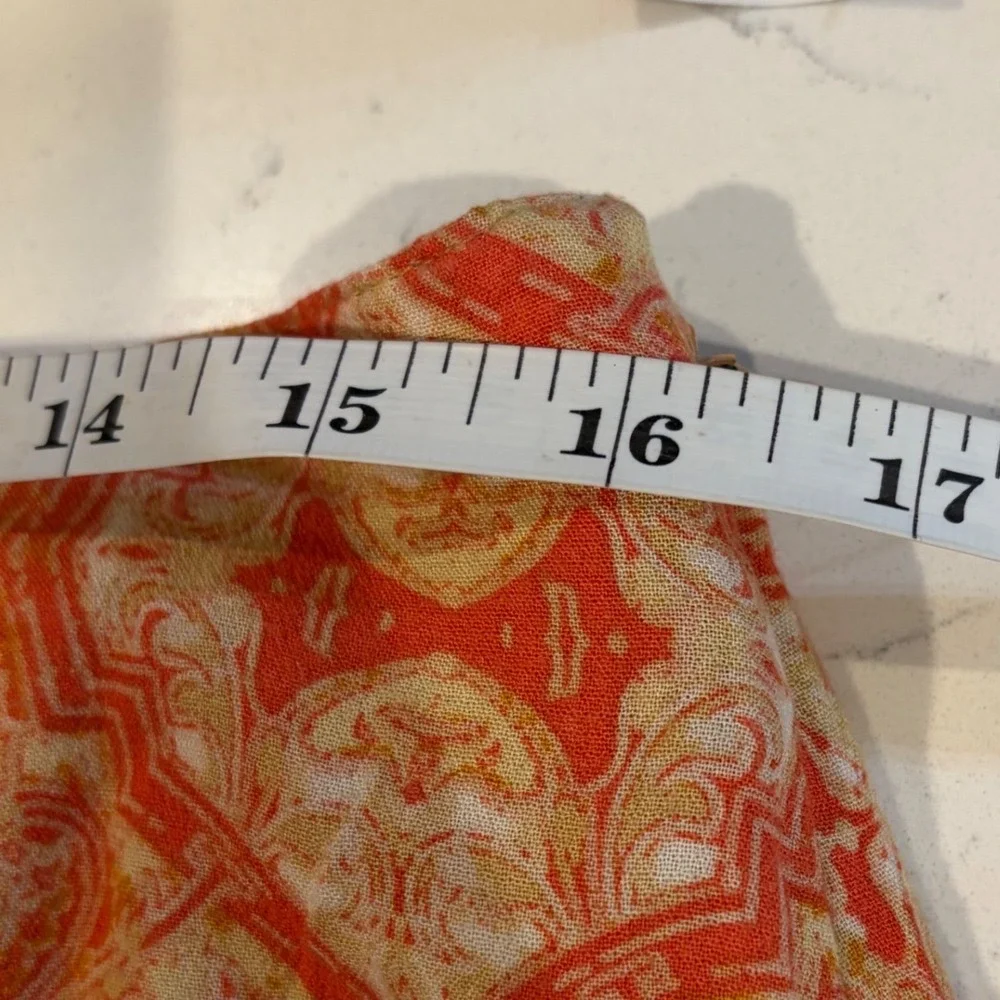 Free People Casual Lover's Lane Printed Mini Skirt Orange Yellow Button‎ Sz 12