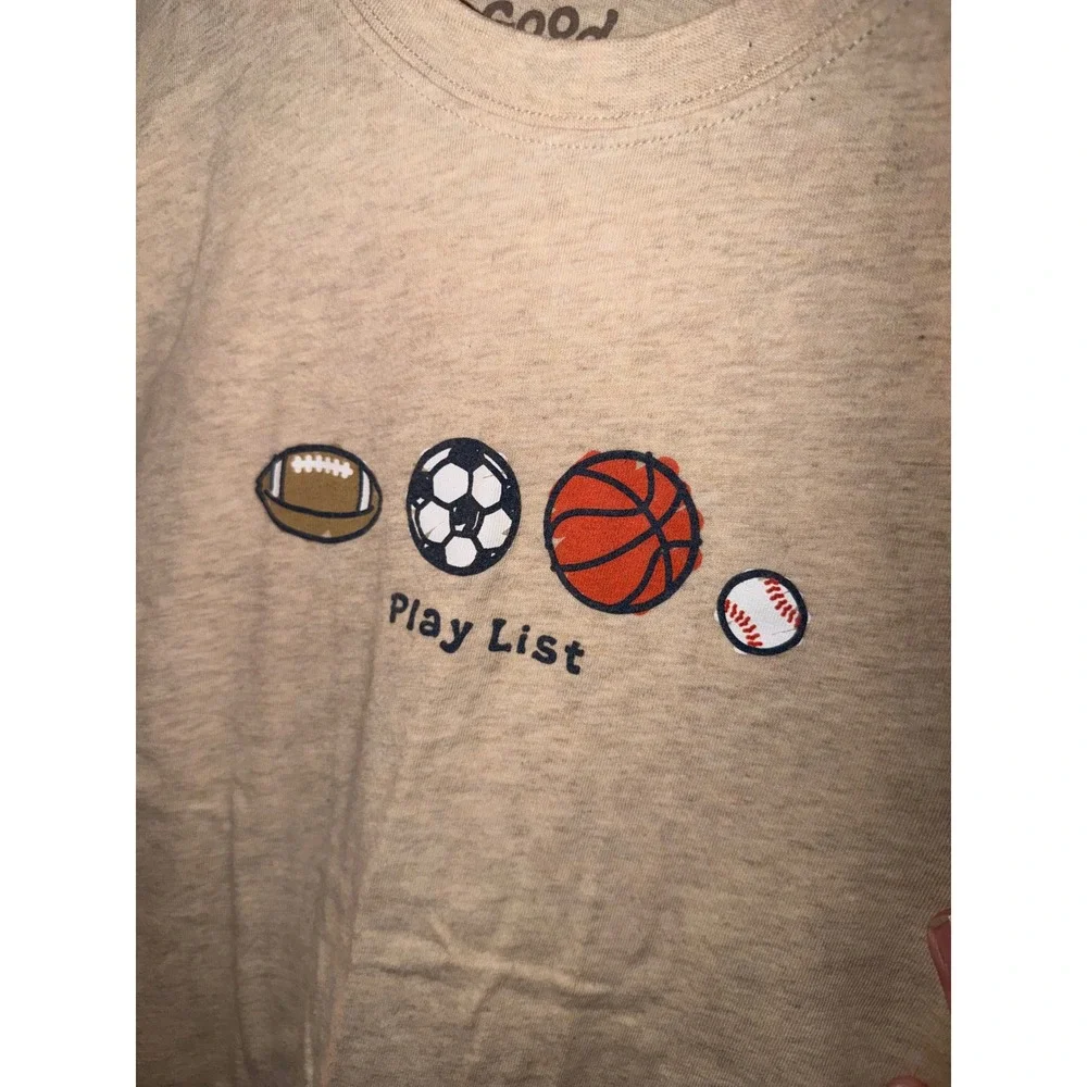 Life Is Good Boys XL 12-14 Play List‎ Sports Graphic T-Shirt Heather Oatmeal Tee