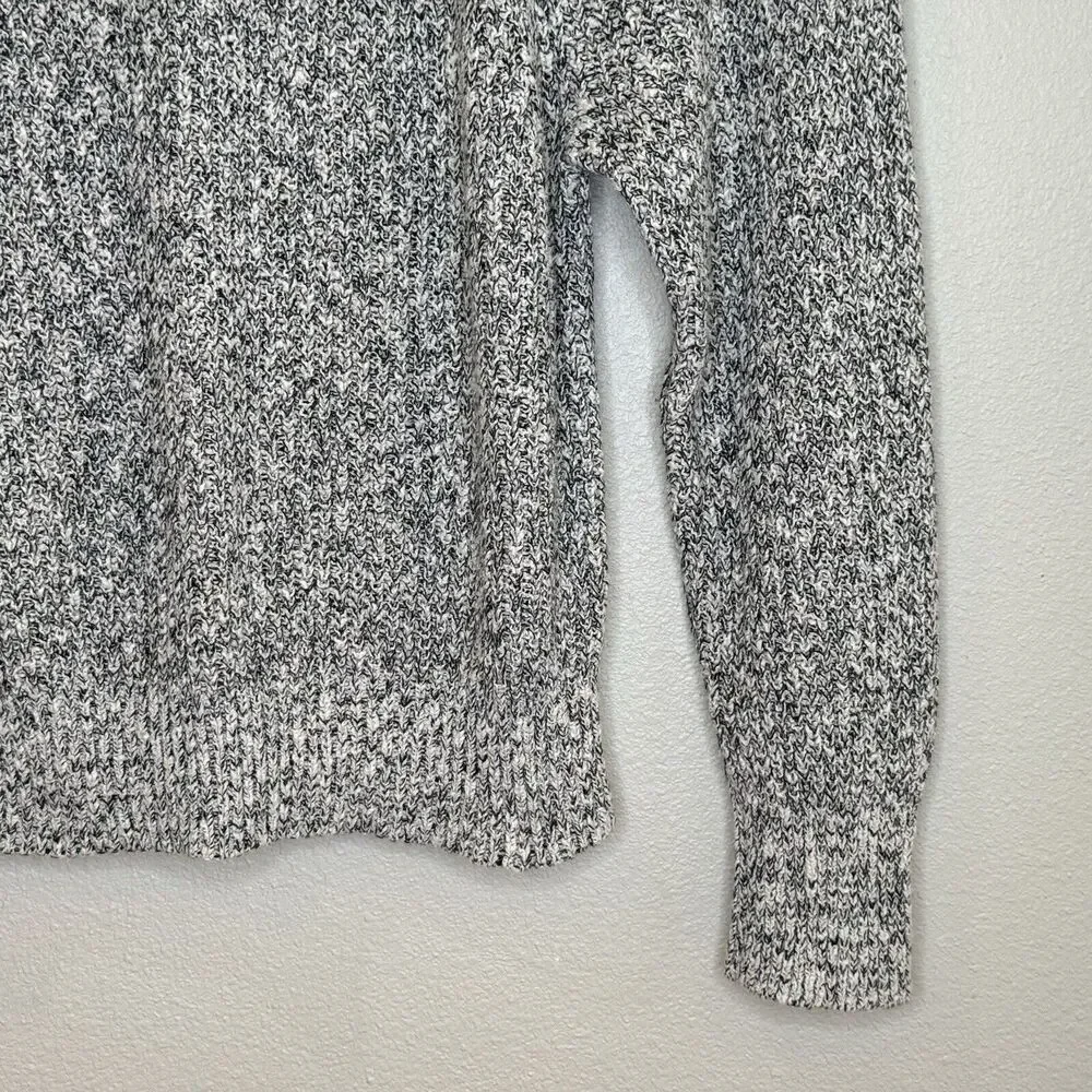 Free‎ People Pullover Sweater Sz Large White Black Long Sleeve Cotton Blend Knit