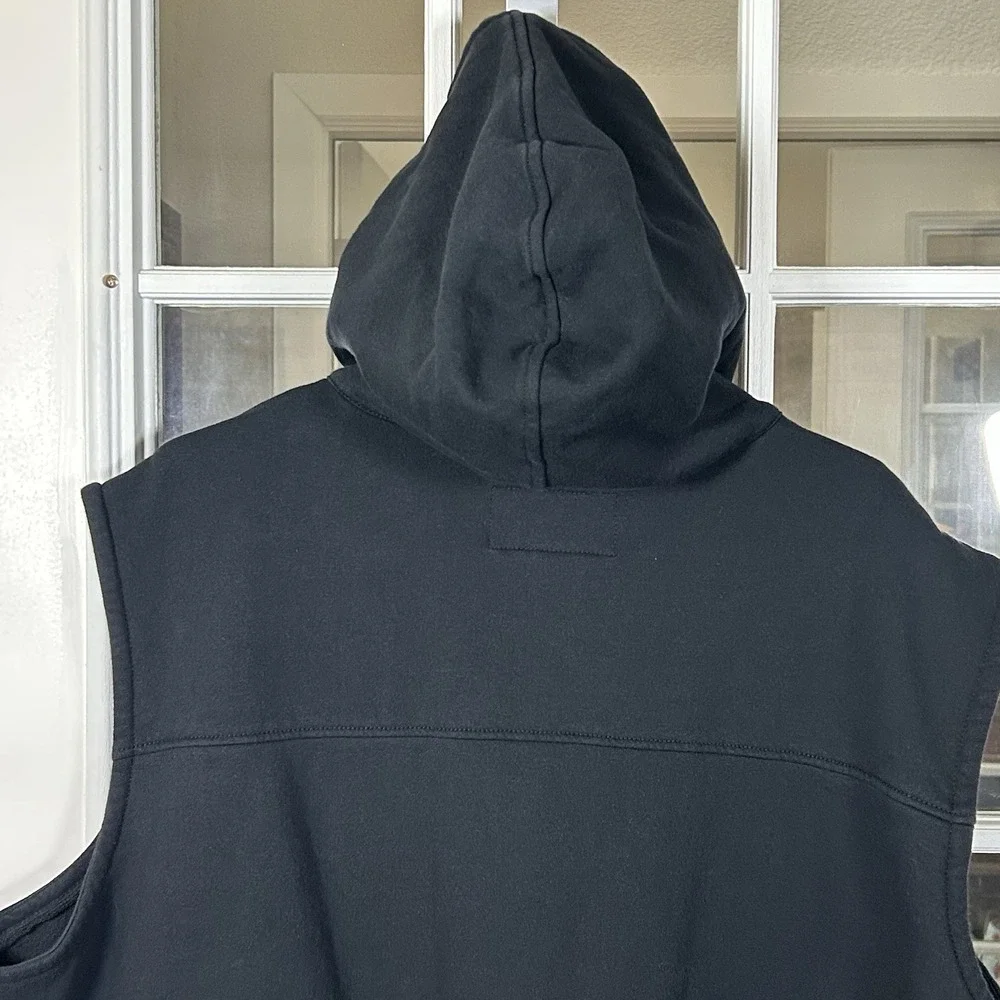Harley Davidson Bar Shield Fleece Hooded Zip Vest Black 3XL Biker Moto 2007‎