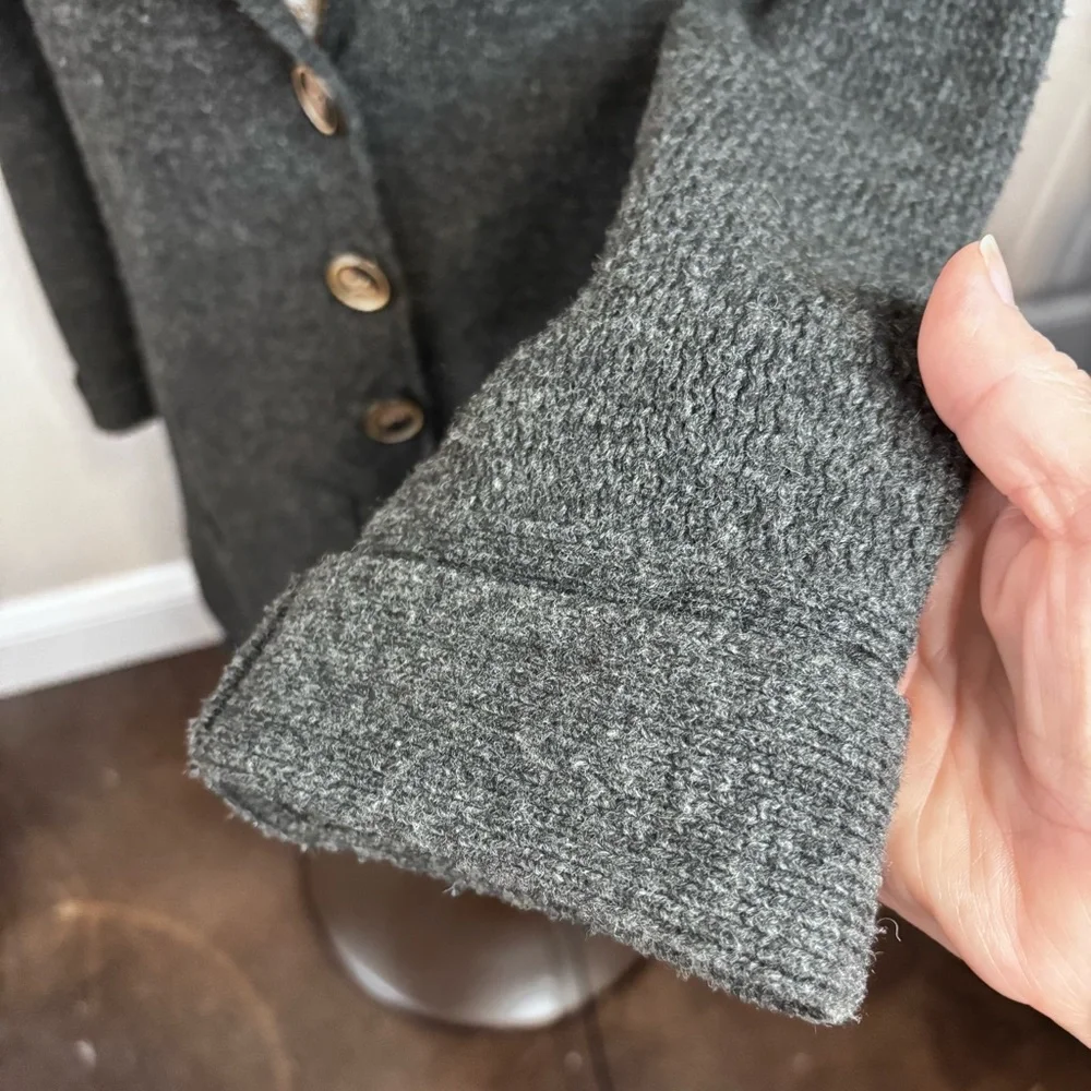 Women's Charcoal Gray Blazer‎ Long Line Cardigan  Wool Sweater