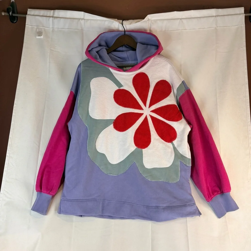 FREE PEOPLE Women’s Size XS Sweatshirt Hoodie Floral Oversized Heavyweight