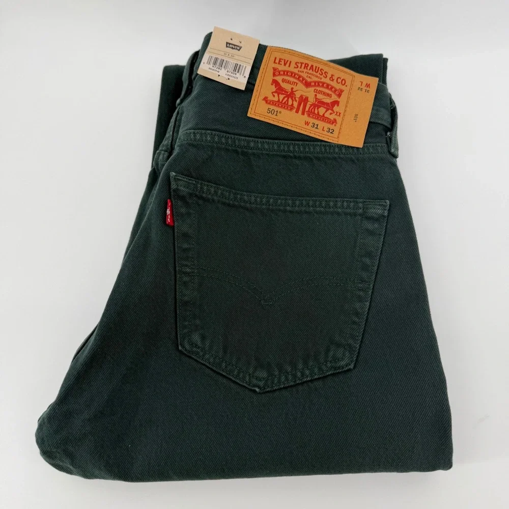 Levi's Jeans Mens 33x32 Green 501 Original Fit Straight Leg Button Fly 005013548