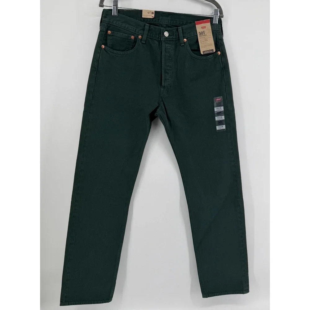 Levi's Jeans Mens 33x32 Green 501 Original Fit Straight Leg Button Fly 005013548