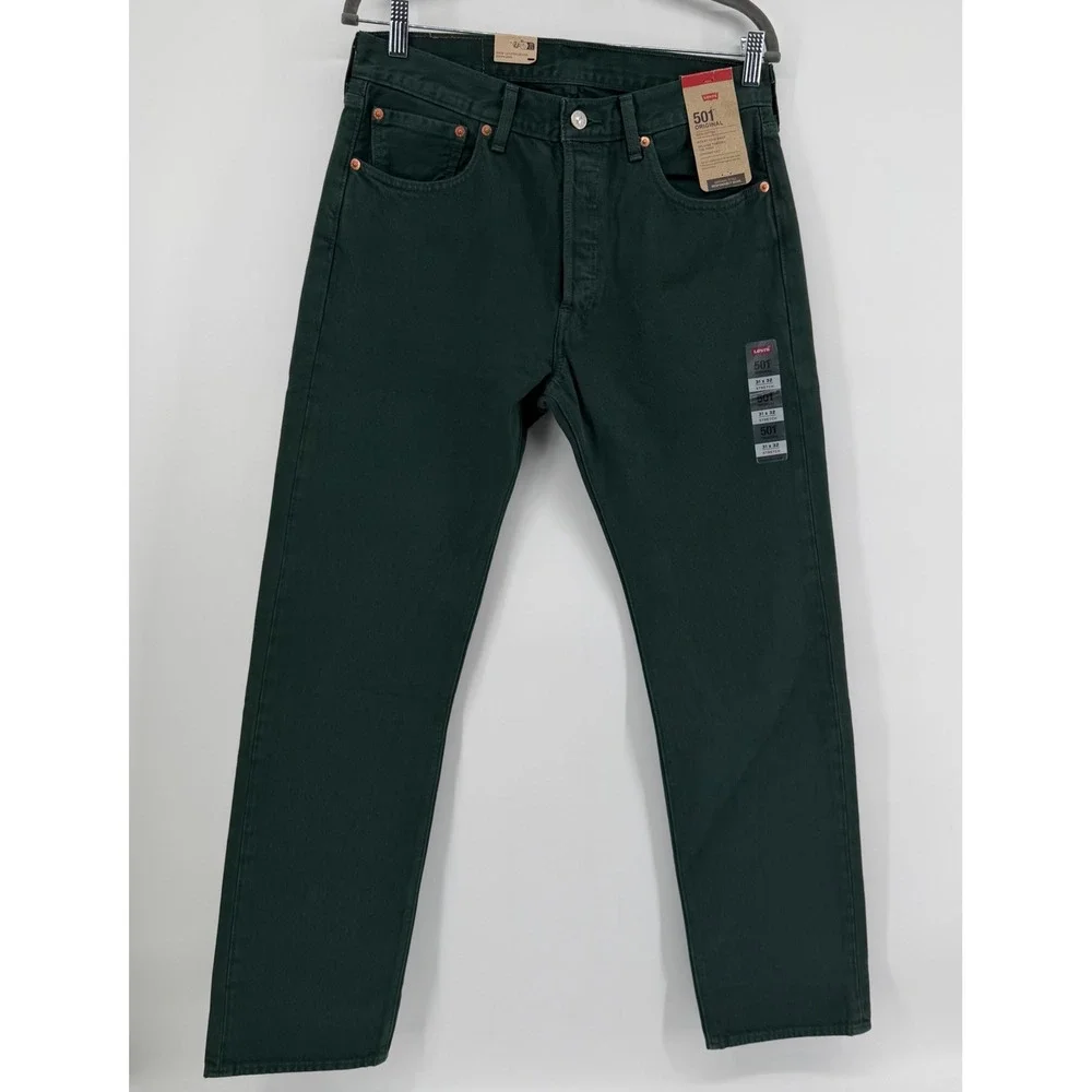 Levi's Jeans Mens 33x32 Green 501 Original Fit Straight Leg Button Fly 005013548