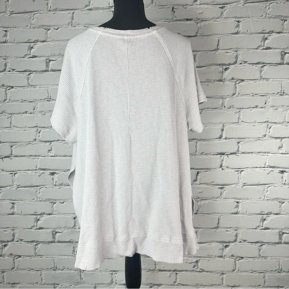 Free People Dance With Me Tee Lilac Thermal Waffle Knit Short Sleeve Top Small