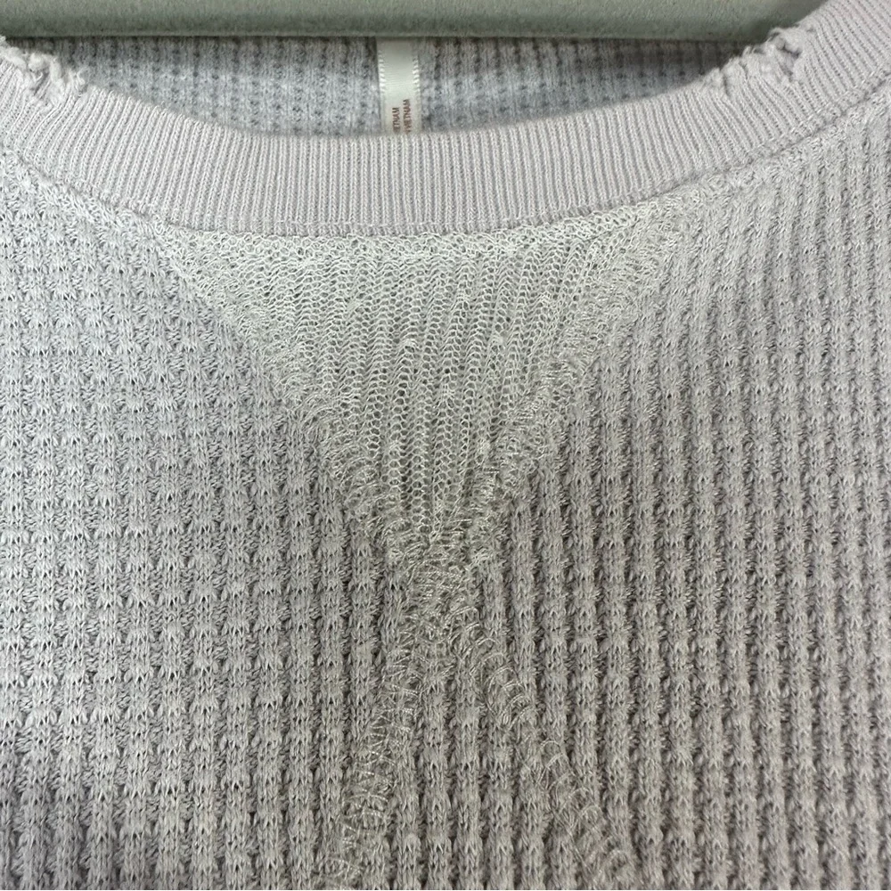 Free People Dance With Me Tee Lilac Thermal Waffle Knit Short Sleeve Top Small