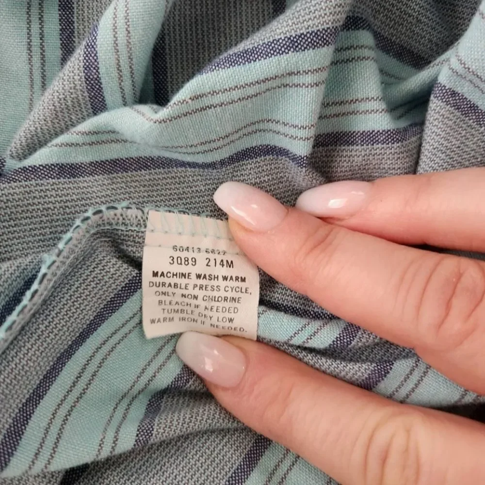 Levi's Vintage Silver‎ Label Long Sleeve Striped Button Down Blue and Gray Large