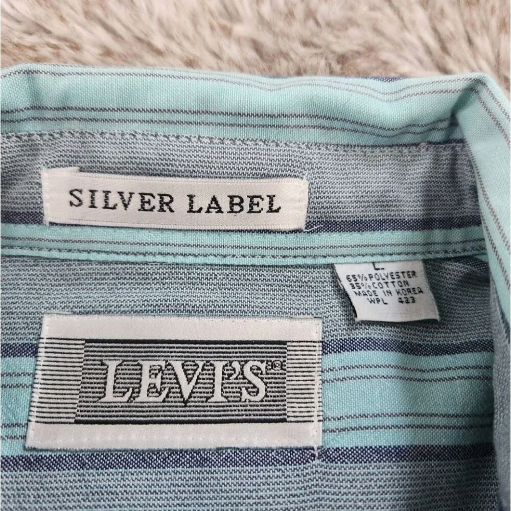 Levi's Vintage Silver‎ Label Long Sleeve Striped Button Down Blue and Gray Large