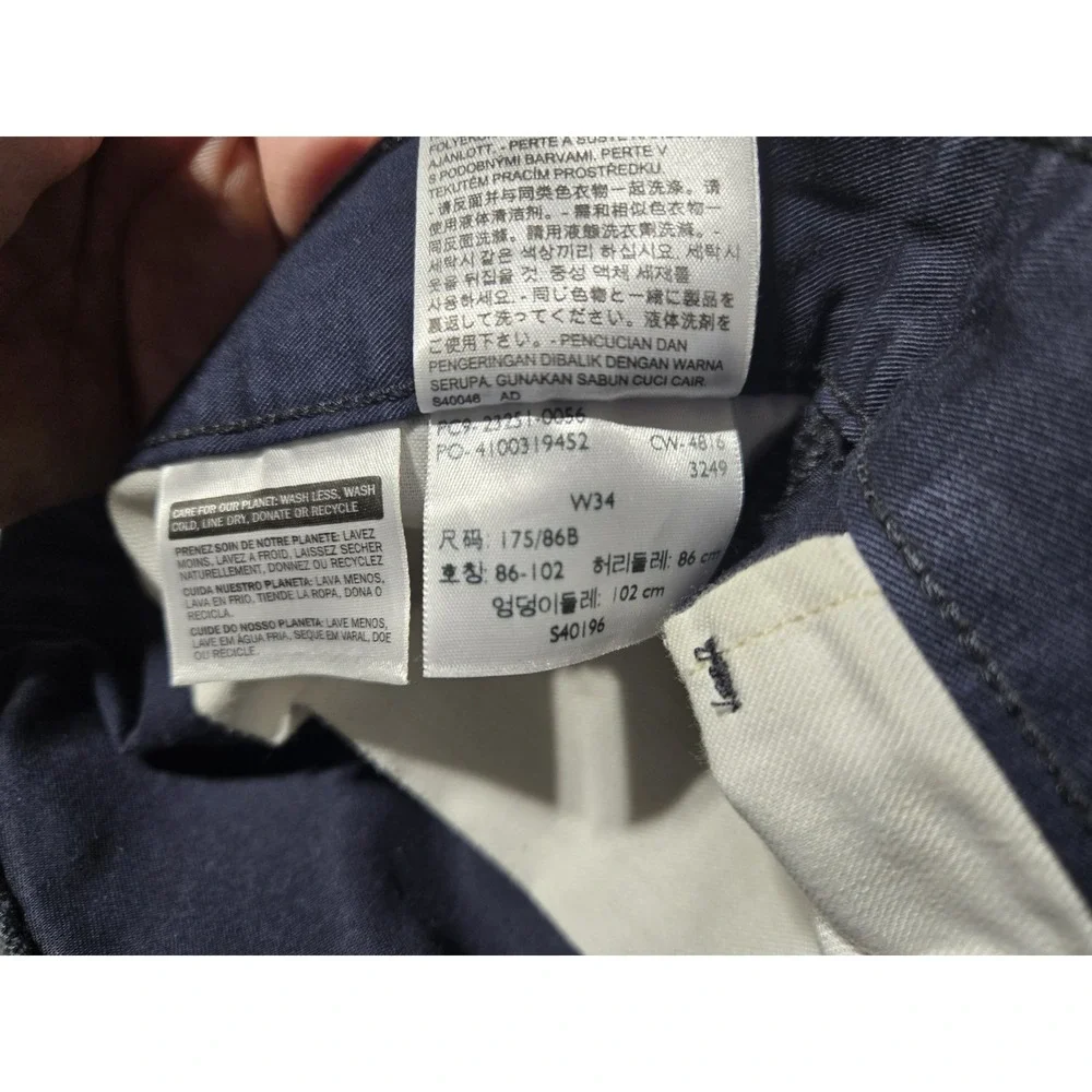 Levis Mens Navy Blue‎ Ripstop Cargo Shorts Size W34 Distressed Pockets