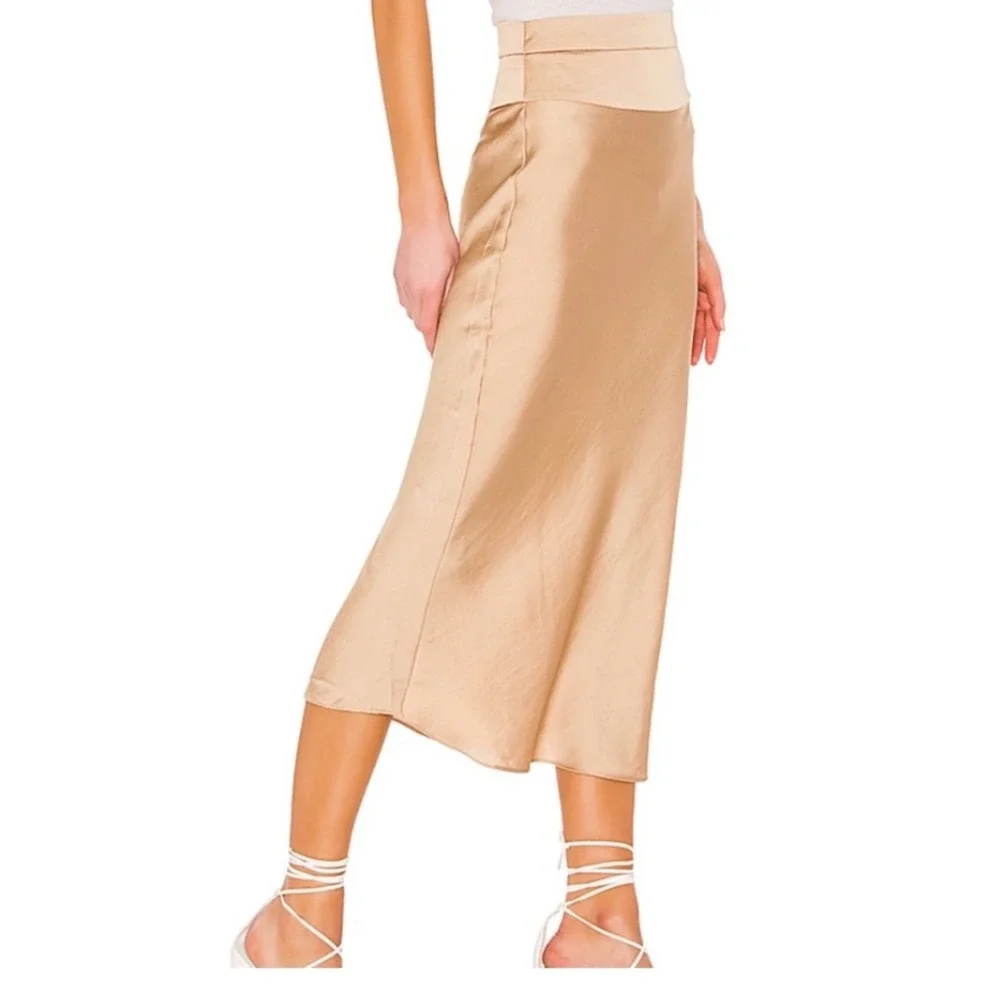 Free People Normani Bias Skirt Gold 10