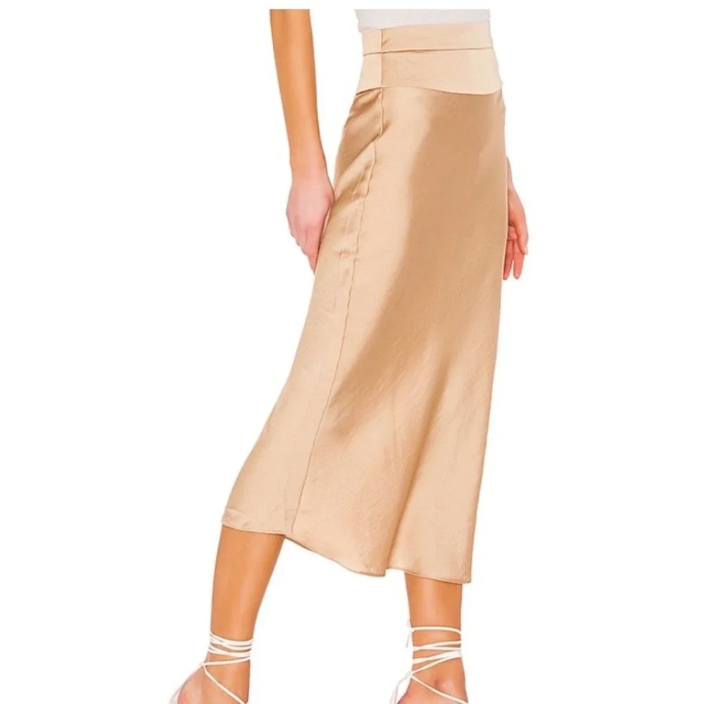Free People Normani Bias Skirt Gold 10