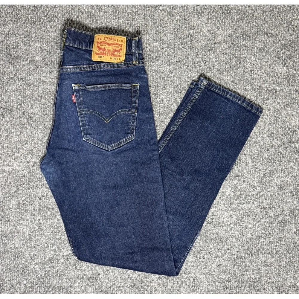 Levi's 511 Slim Fit Jeans Low Rise Dark Wash Blue Men's‎ Size 33x32 Fit 31X30