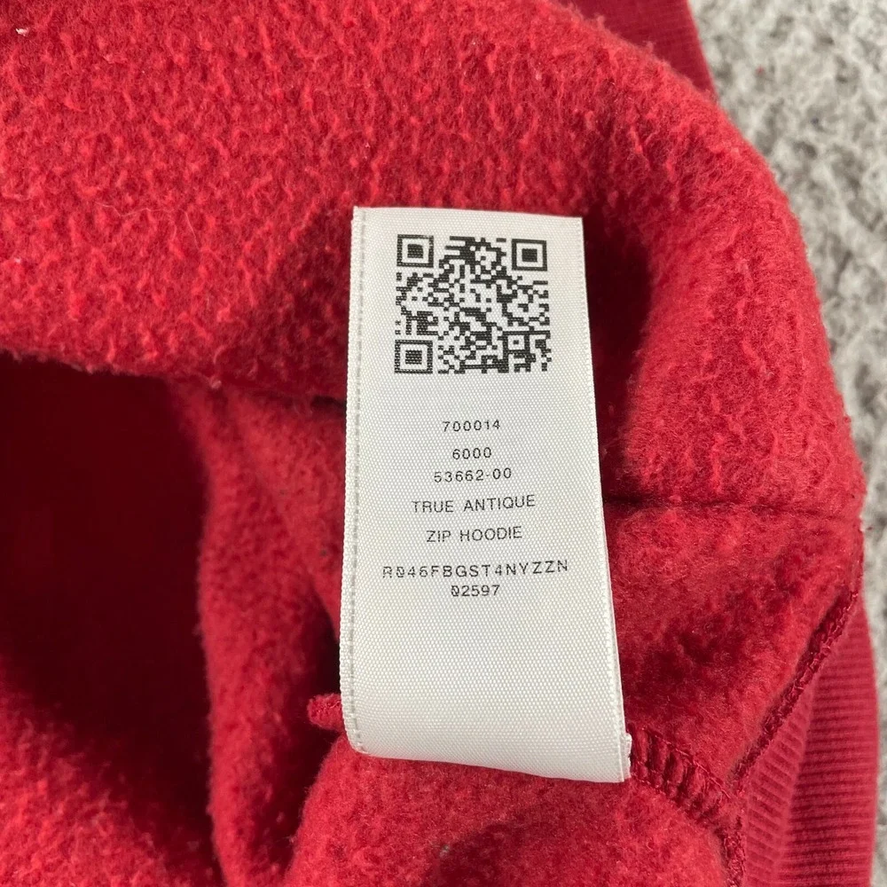 True Religion Mens Red Long‎ Sleeve Pockets Full-Zip Hoodie Size S Streetwear