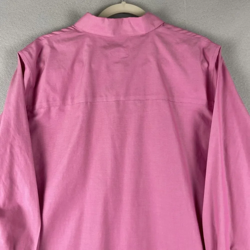 Foxcroft Wrinkle Free Shirt Womens 14W‎ Pink Button Up Long Sleeve Career Office