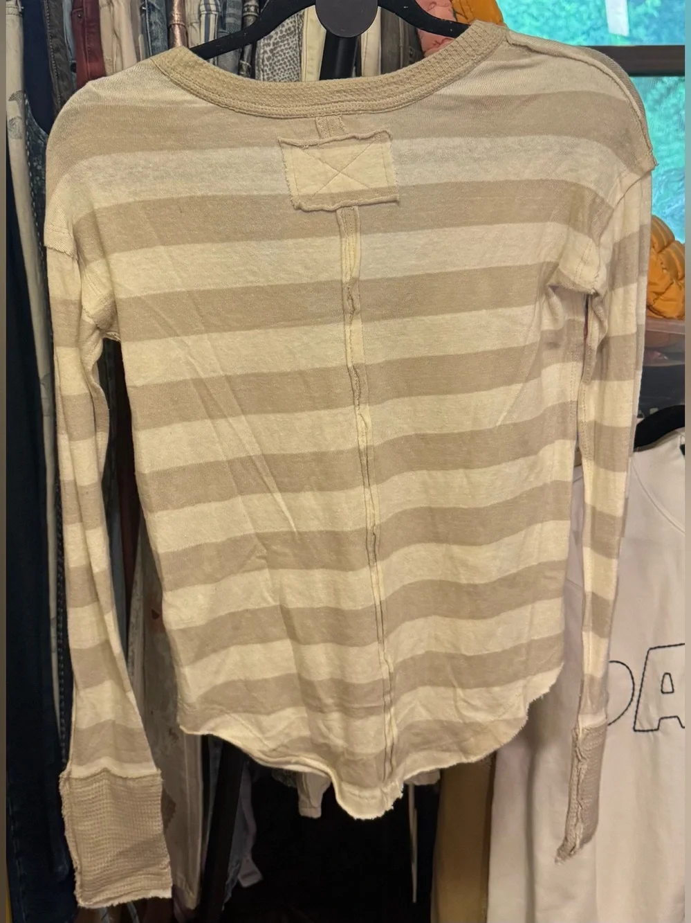 NWT Free People We The Free Sail Away Long Sleeve Tee - neutral combo - XS