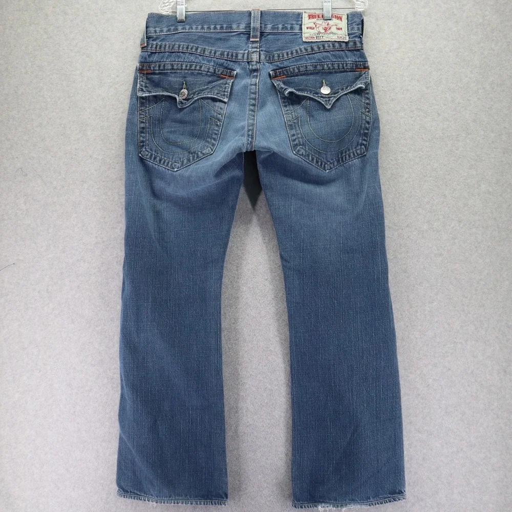 True Religion Jeans Mens 32‎ Billy Relaxed Bootcut Flap Pocket Cotton Denim Blue