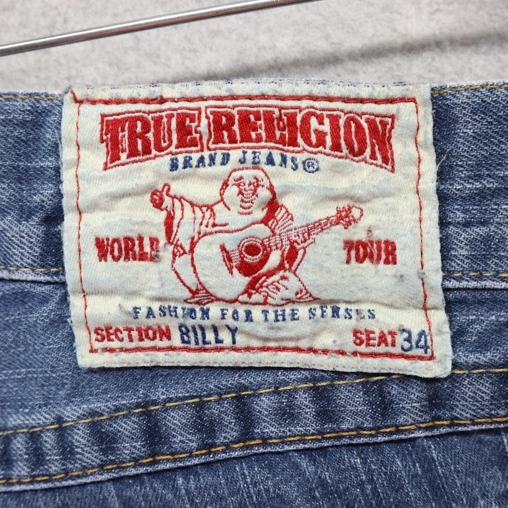 True Religion Jeans Mens 32‎ Billy Relaxed Bootcut Flap Pocket Cotton Denim Blue