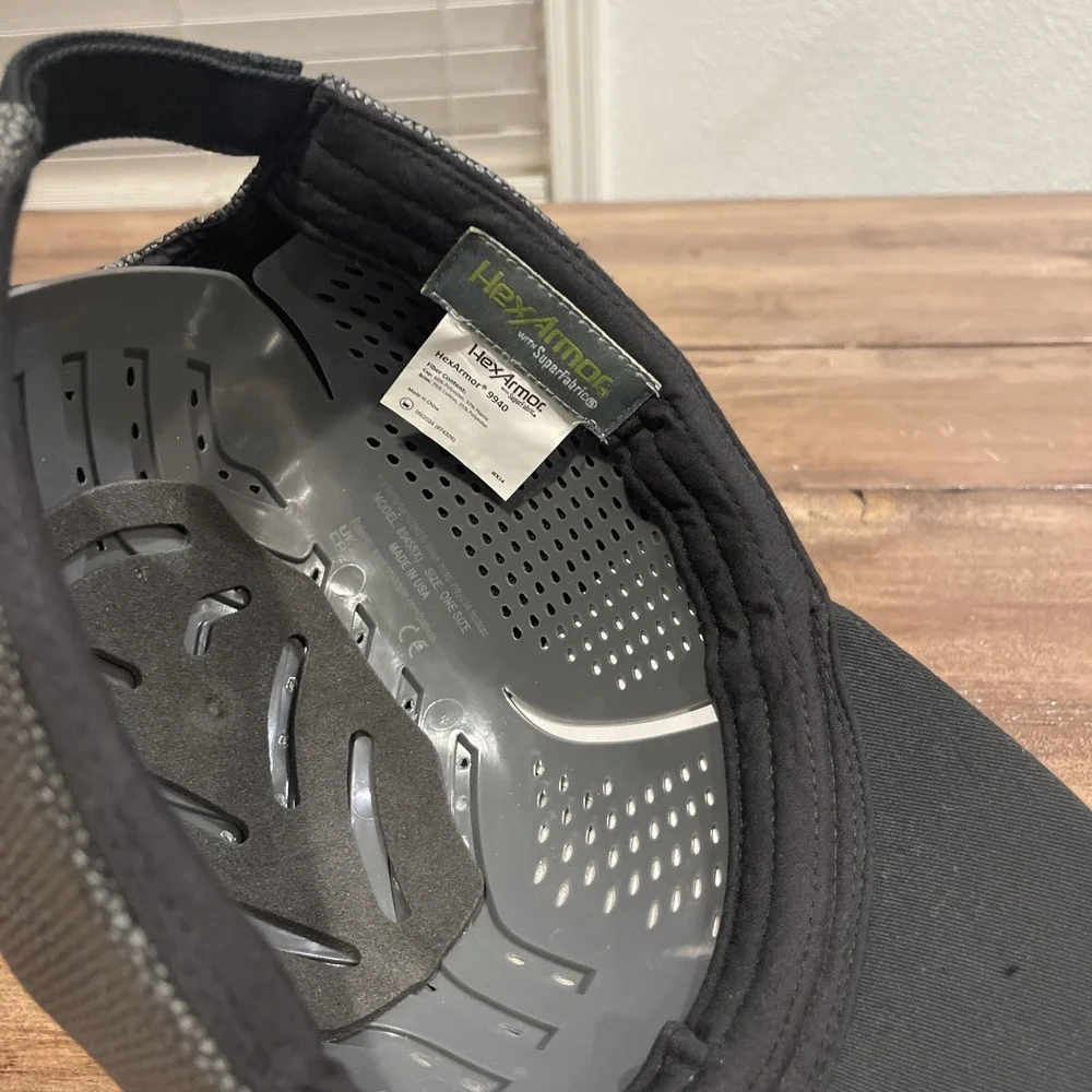 Hex Armor With Super Fabric Cap Hat Adult Adjustable Gray Black Plastic‎ Poly