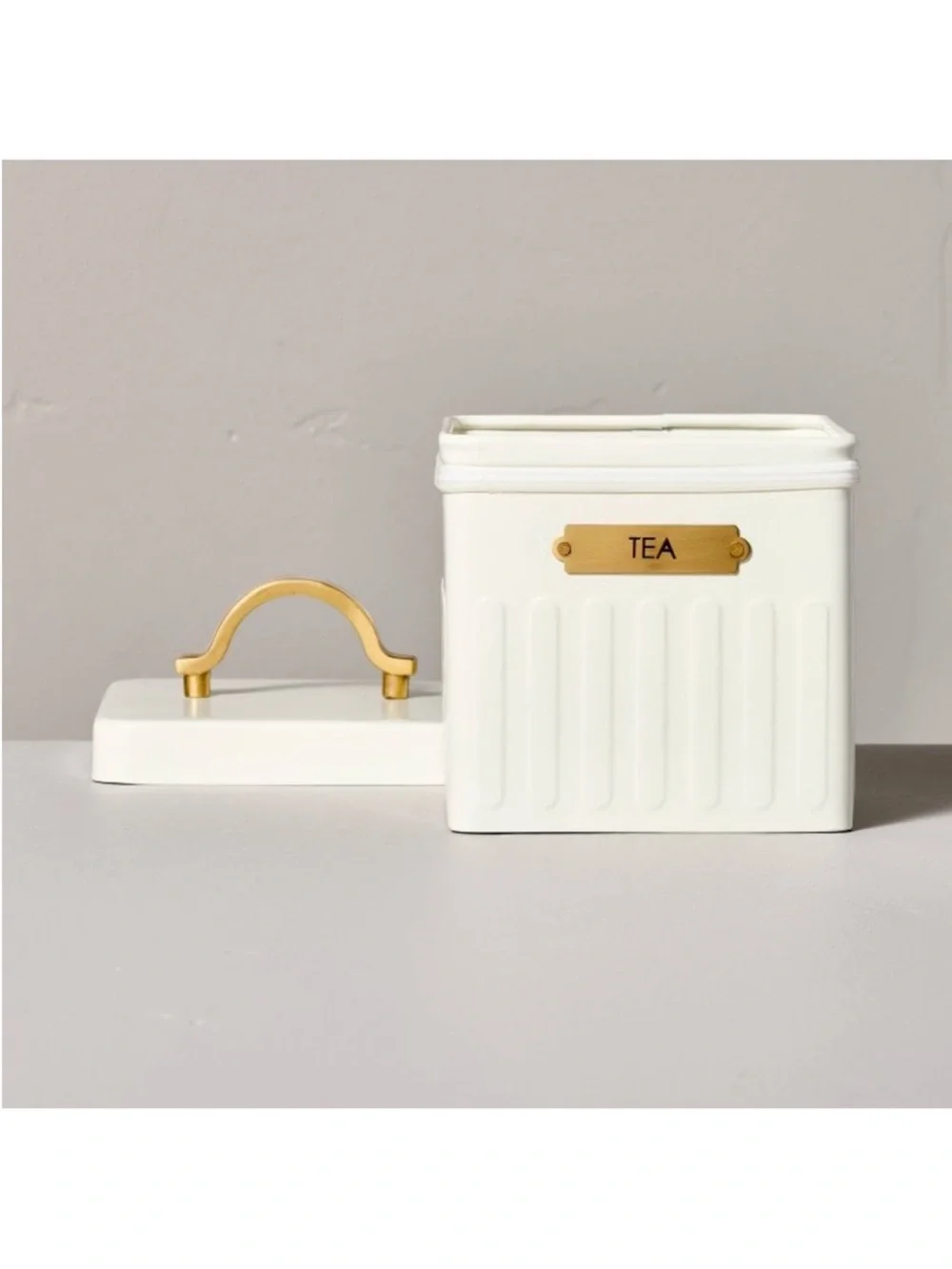 Hearth & Hand Magnolia Metal Tea Tin Cream/Brass