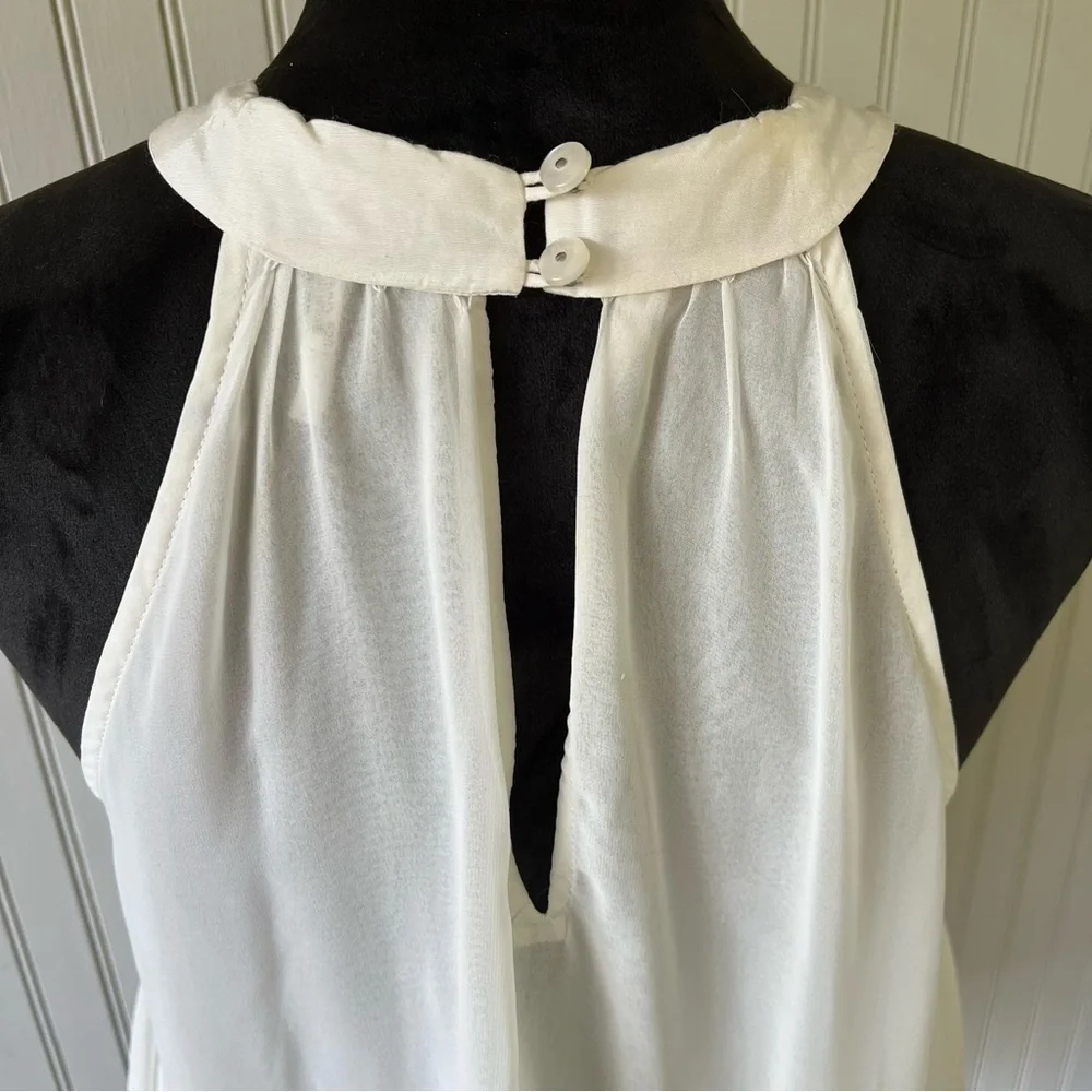 Free People Sleeveless Ivory Flower Appliqué Flowy Top