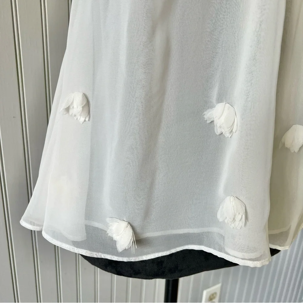 Free People Sleeveless Ivory Flower Appliqué Flowy Top