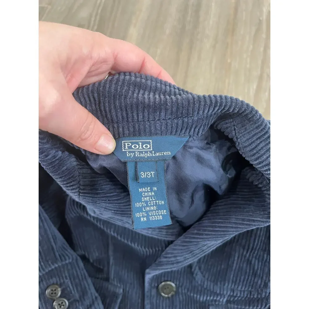 Polo Ralph Lauren Boys Corduroy Blazer Navy‎ Preppy Sport Coat 3T