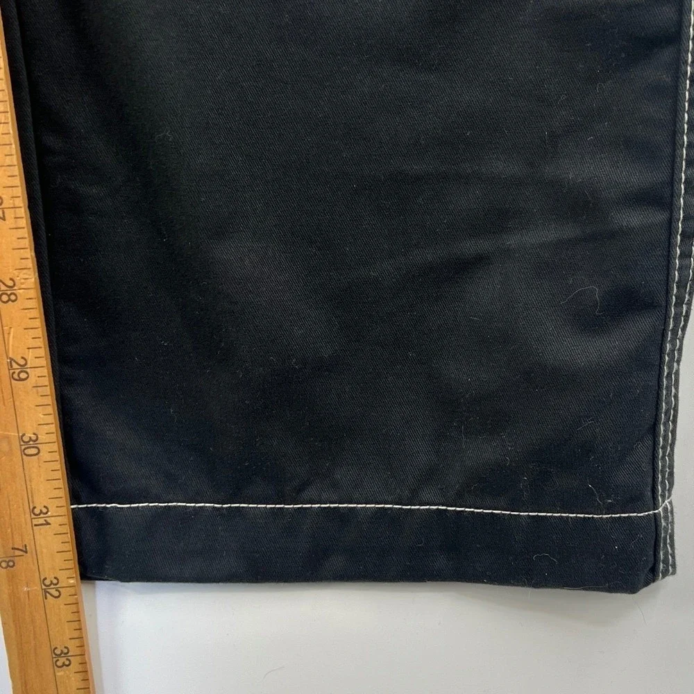 True Religion Cargo Pants Mens 34 Black Contrast Stitch Horseshoe Embroidery NEW