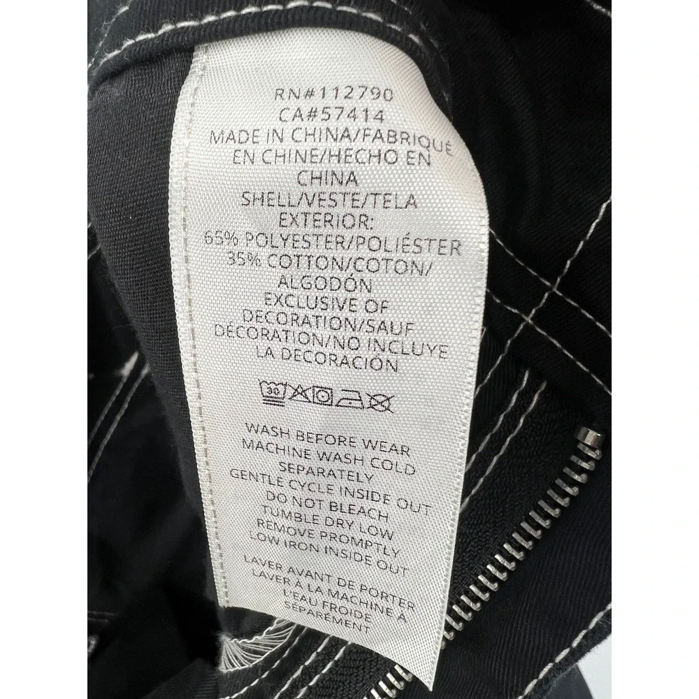 True Religion Cargo Pants Mens 34 Black Contrast Stitch Horseshoe Embroidery NEW