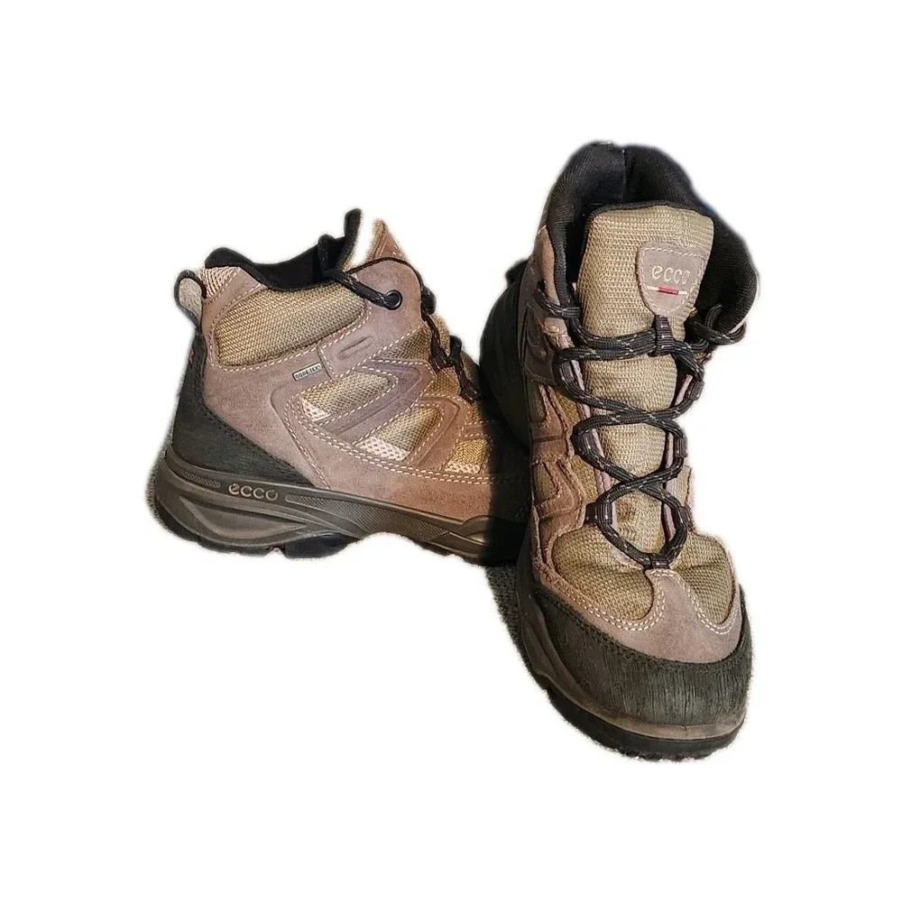 ECCO‎ Receptor GORETEX Brown Leather Hiking Boots Size EU 39 US Women's 8-8.5