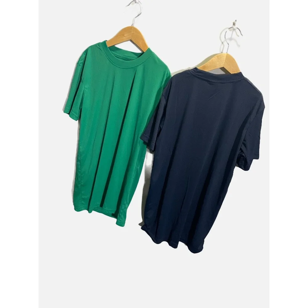 QBK Athletic T-Shirt Kids XL 14-16 Green Navy Blue 2-Pack Sport Performance Tee