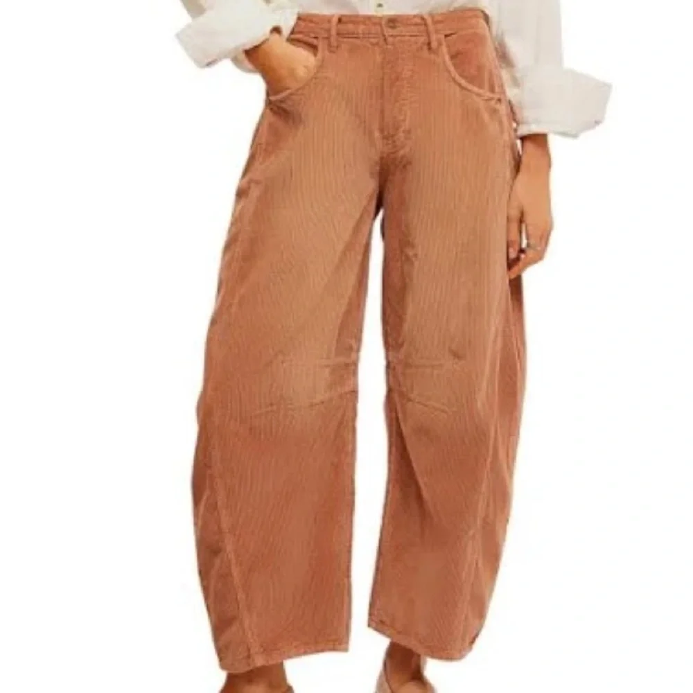 Free People Jeans Barrel Leg Good Luck Tan Brown size 25