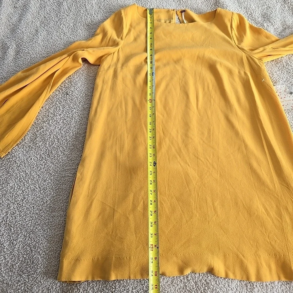 Free People Some Like It Hot Dress In Sun‎ Yellow SIZE L Flowy Slit Sleeves NWT