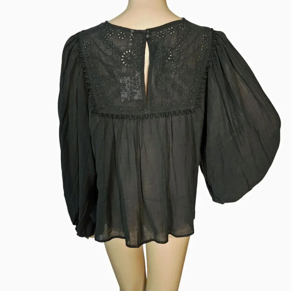 Free People Valencia 2-Piece Sheer Set Black - Small NWT