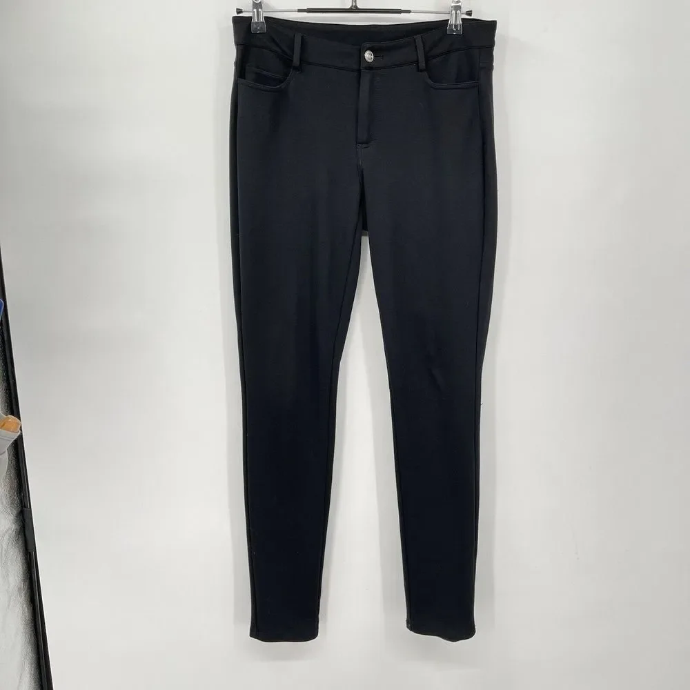 Michael Kors 4 Skinny Pants Women Black Stretch Mid Rise Logo Hardware‎ 5-Pocket