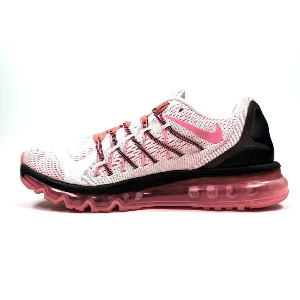 Nike Air Max 2015 Womens 10 White Pink Pow Black Running Shoes 698903-106