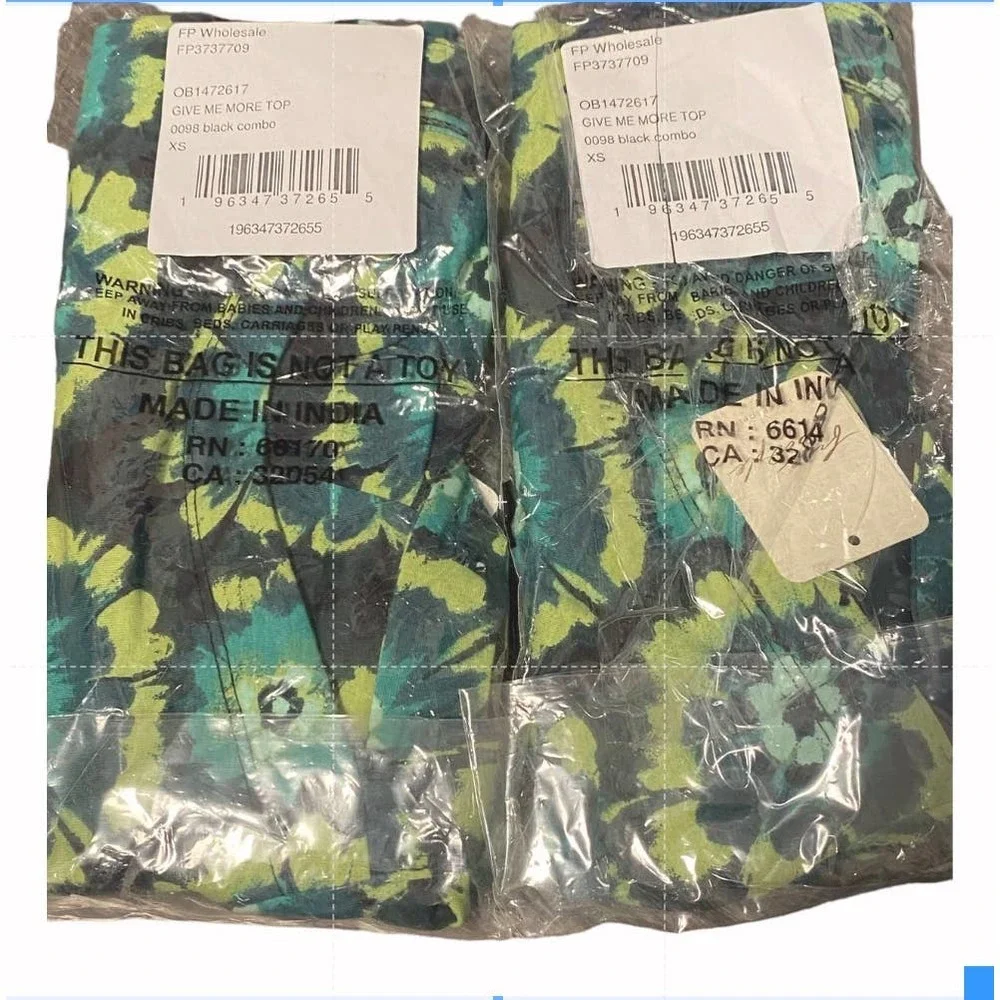 NWT Free People‎ Give Me More Crop Top in Black Combo (Green)