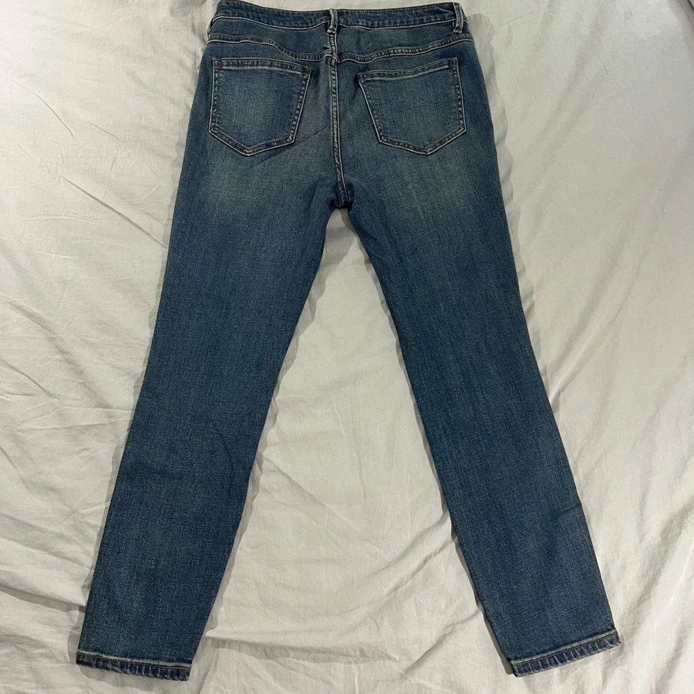 FREE PEOPLE Jeans Button Fly High Rise Straight Leg‎ Womens Size 30x28 Blue Wash