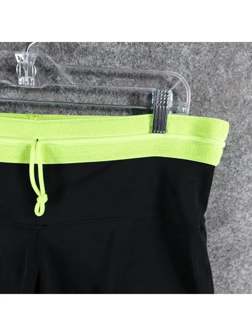 Nike Dri-Fit Athletic Running Shorts‎ Womens S Black Neon Waistband Gym Training