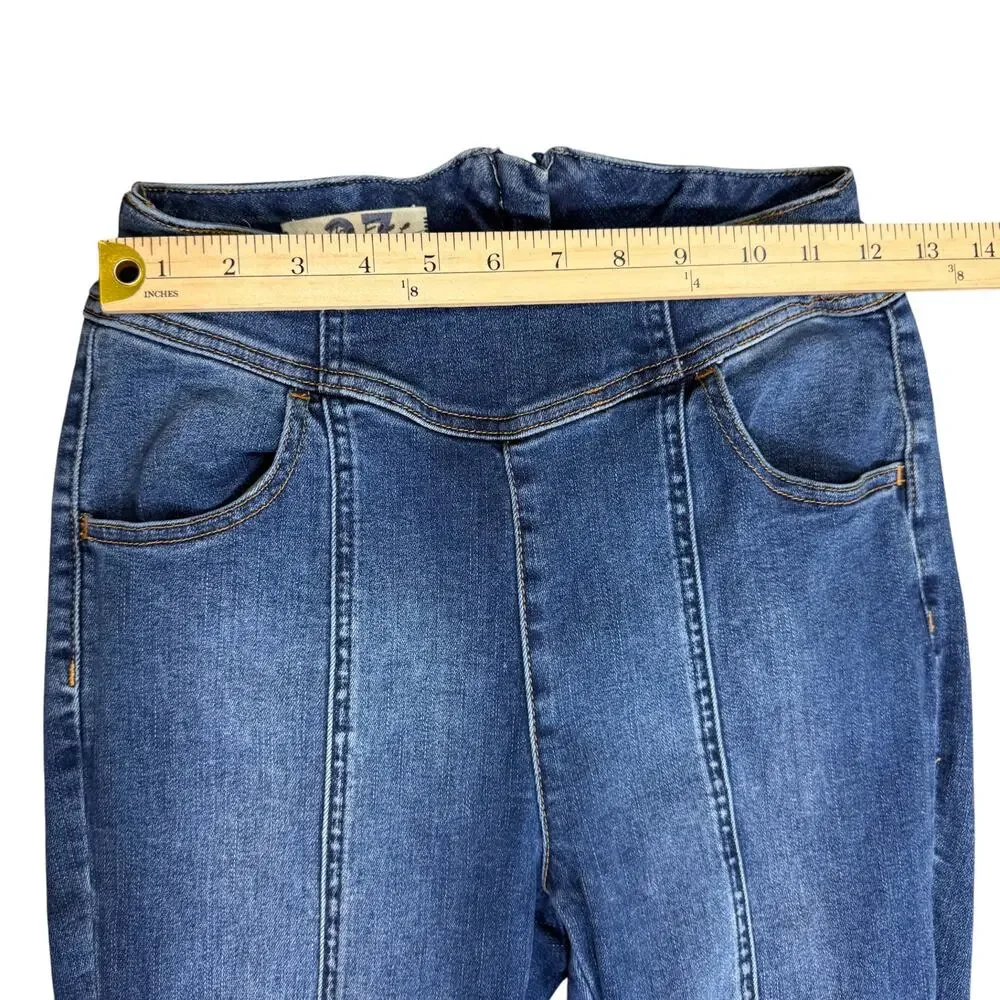Free People CRVY Mercury Zip Jeans Harper‎ Blue Size 27 Moto Y2K StreetwearDenim
