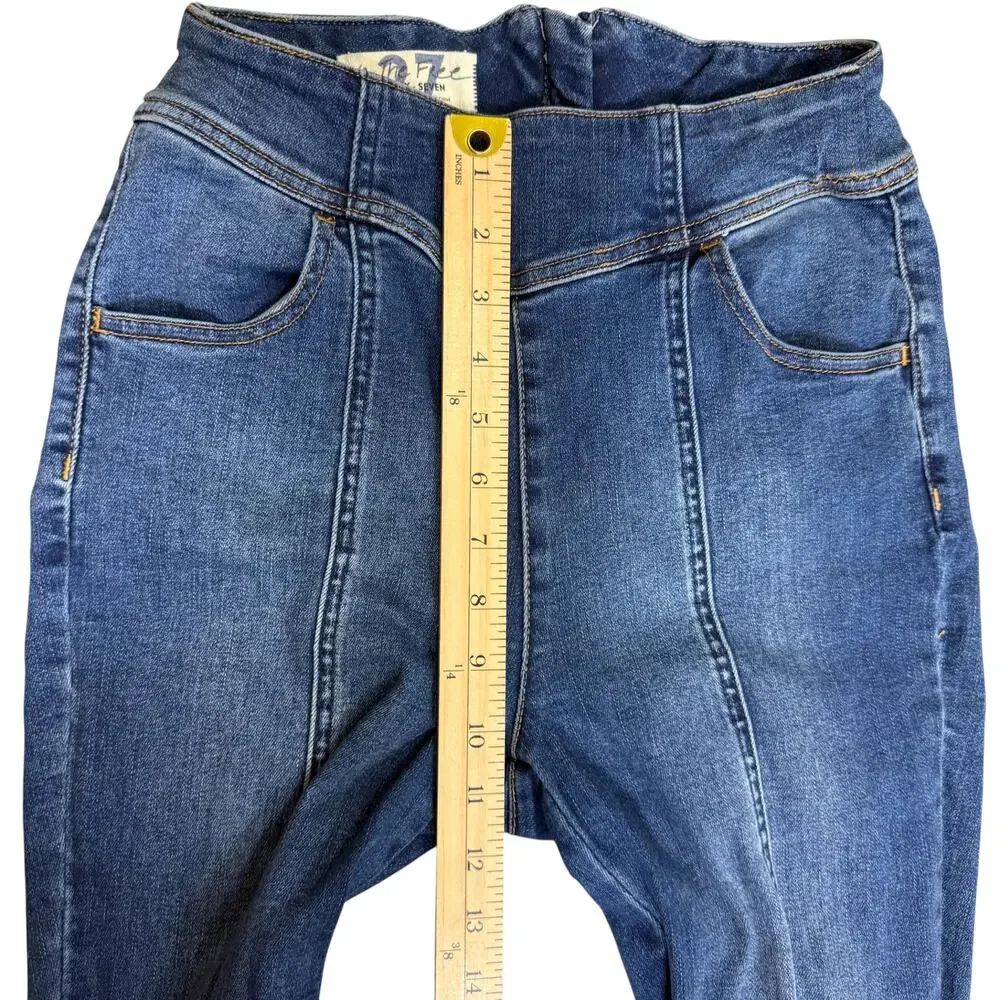 Free People CRVY Mercury Zip Jeans Harper‎ Blue Size 27 Moto Y2K StreetwearDenim