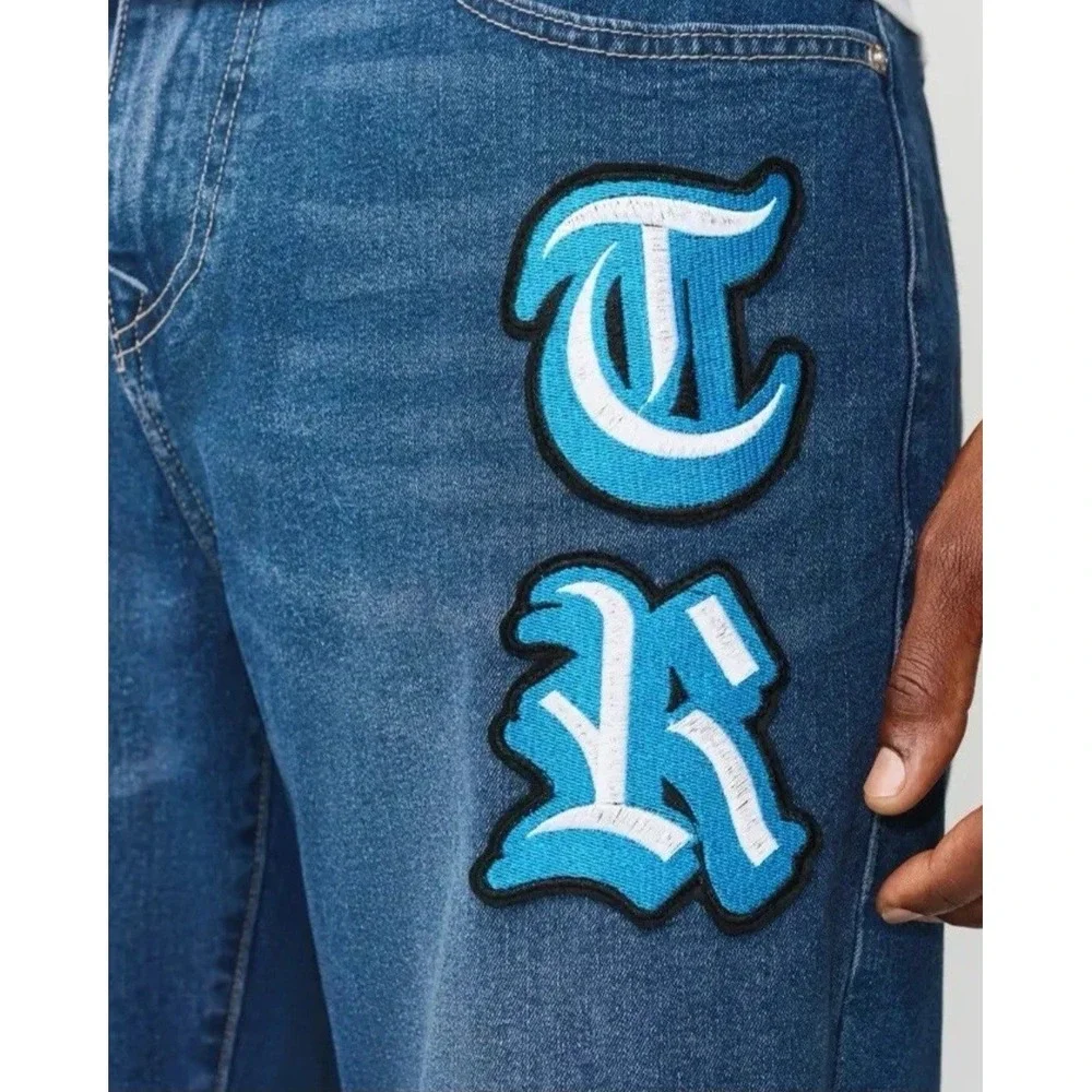 TRUE RELIGION Men's Blue Medium Wash Denim Shorts Relaxed Baggy Size W38 NWT