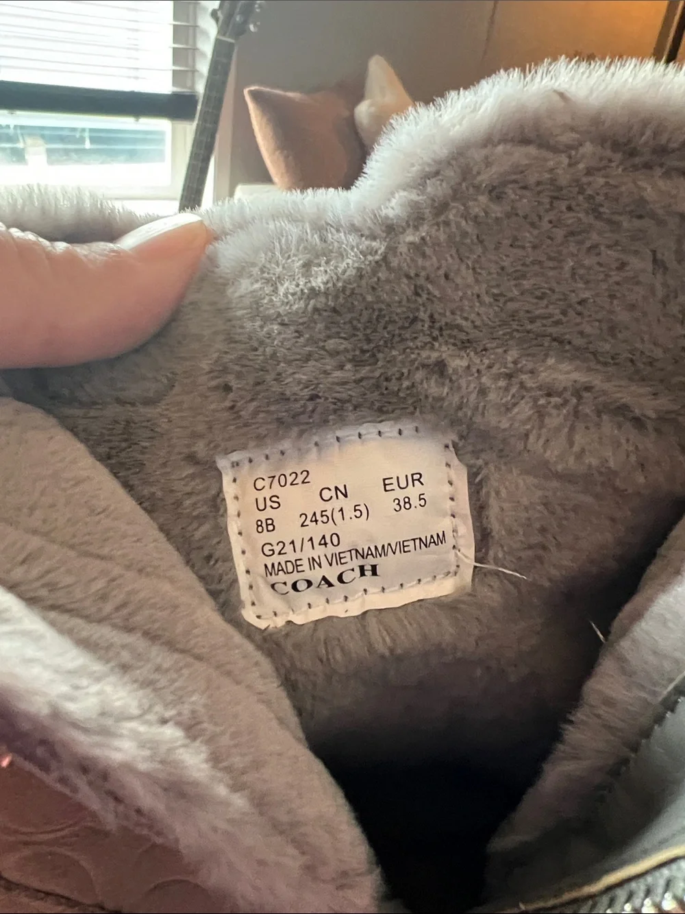 Coach Grey Suede Signature Boot