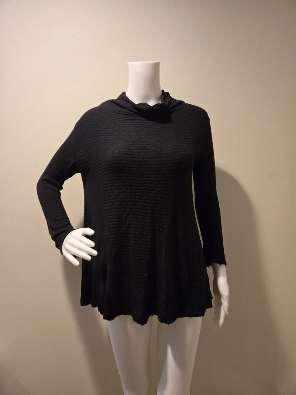 Free People Love Split Tunic Oversize Pullover Sweater Black XS