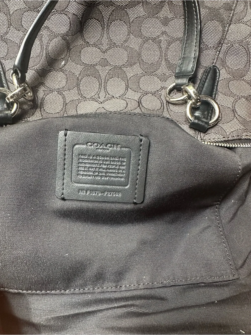 COACH Signature Canvas Satchel in Charcoal/Black