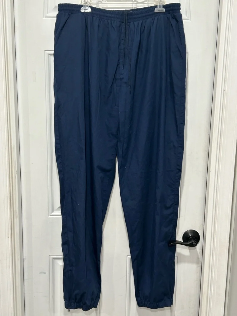 Vtg Christian Dior Monsieur Jogger Track Lounge Pants Zip Ankle Navy Blue Sz XL